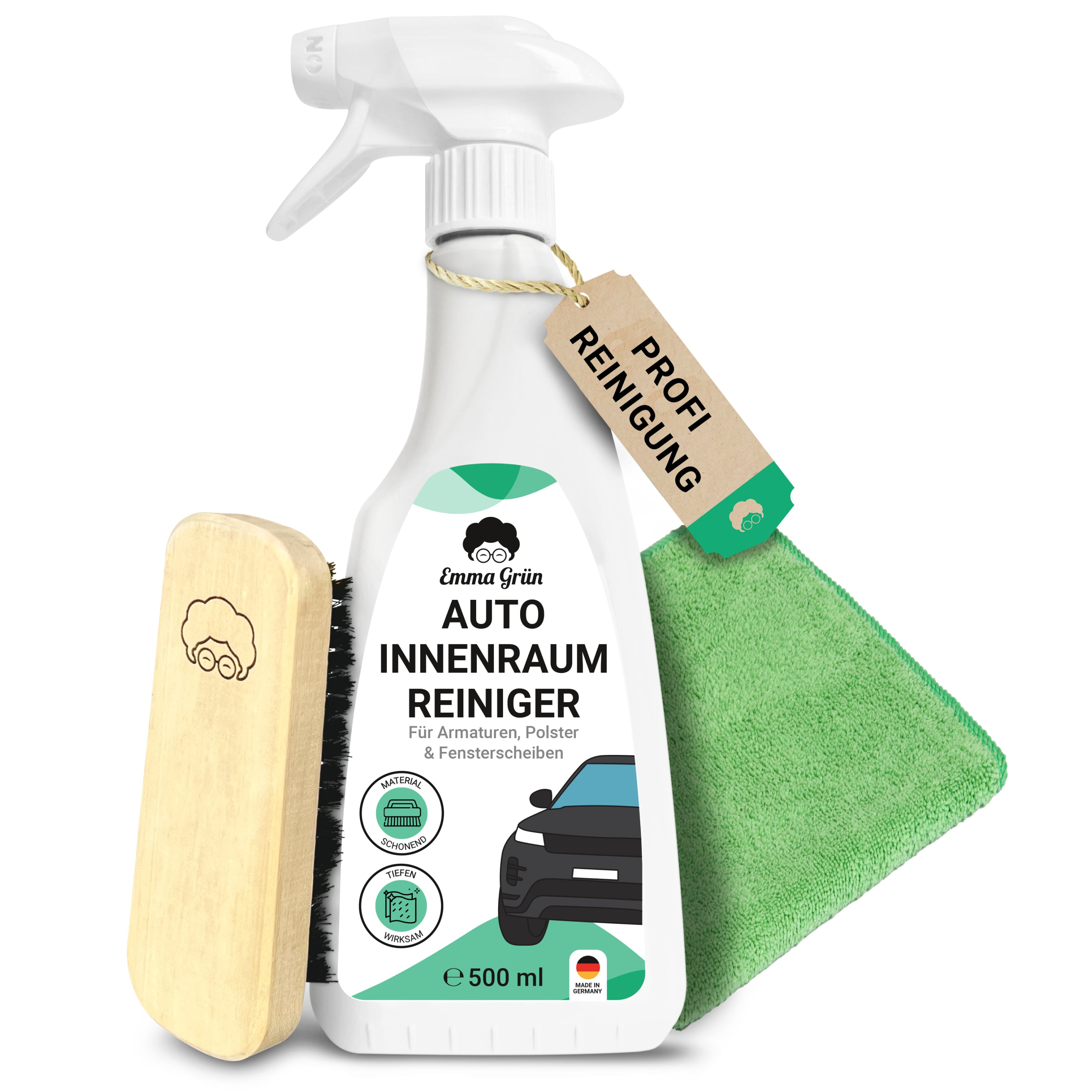 Car interior cleaner 500 ml with microfiber cloth and brush