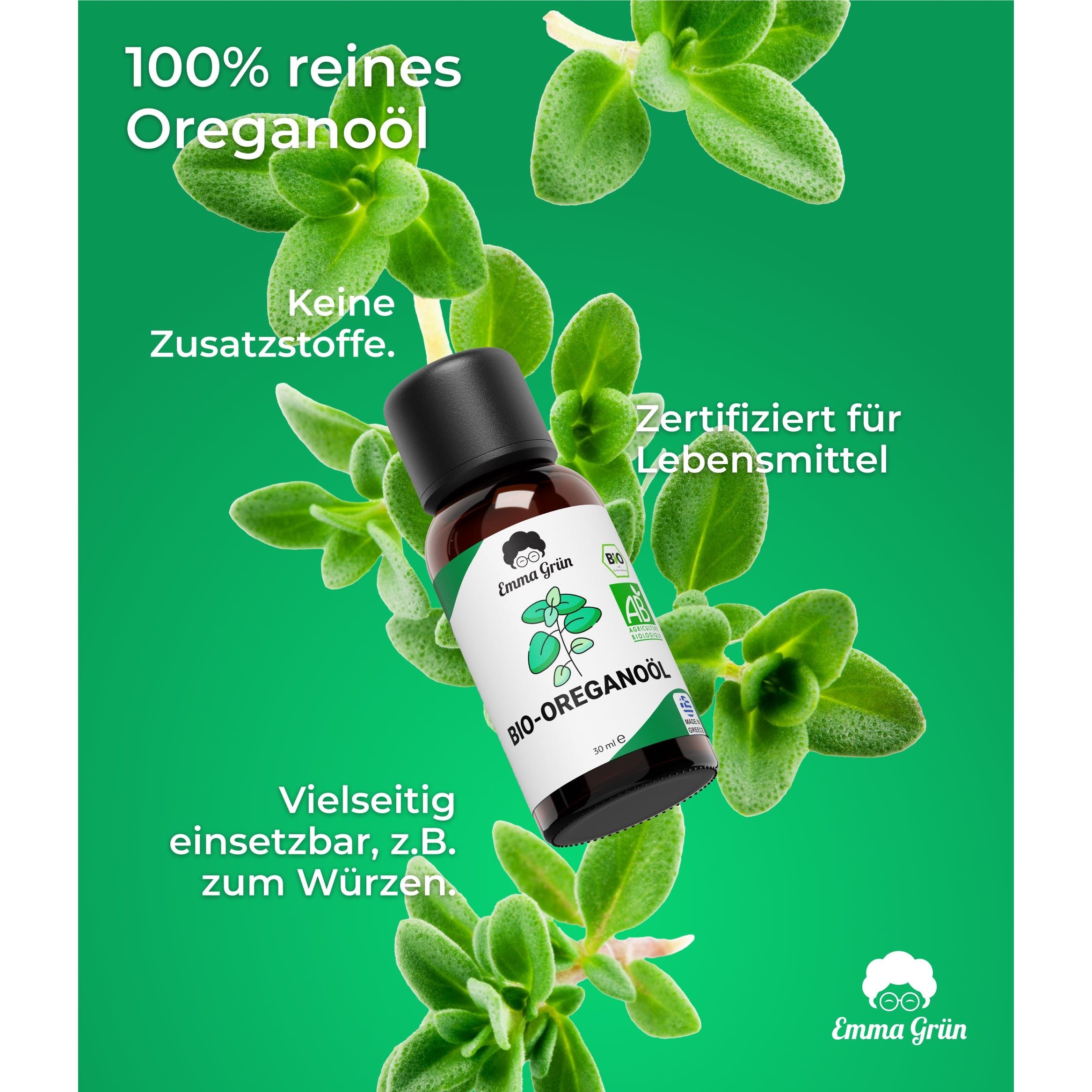 Ätherisches Bio Oreganoöl 30 ml, naturrein & hochdosiert  Emma Grün   