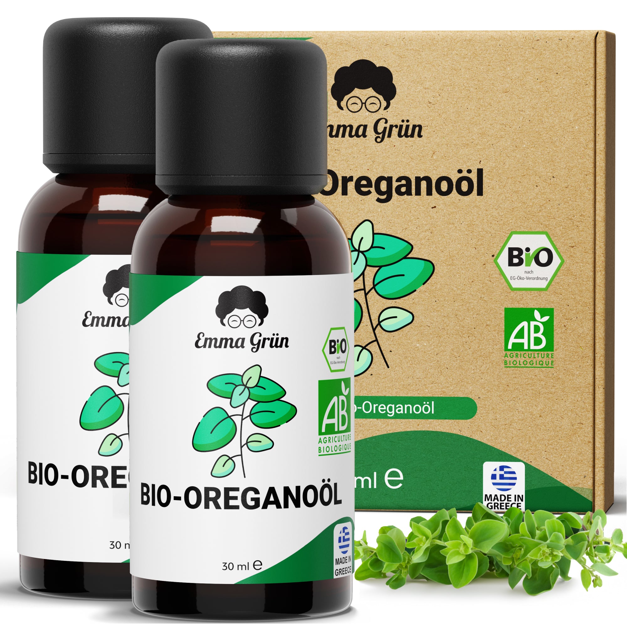 Ätherisches Bio Oreganoöl 30 ml, naturrein & hochdosiert  Emma Grün 2 x Bio-Öl [30ml x 2]  